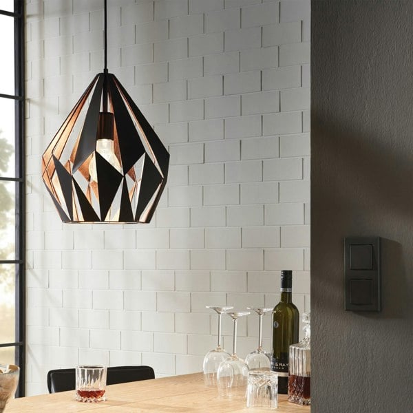 EGLO Carlton 1 Black/Copper Single Pendant Light