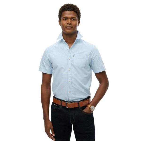 Superdry Mens Regular Short-Sleeved Shirt - Light Blue - 