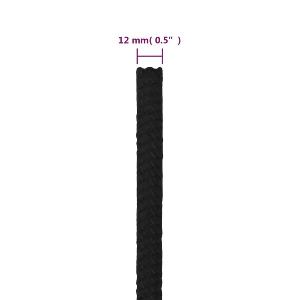 Berkfield Work Rope Black 12 mm 100 m Polyester