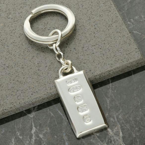 Christopher James of London Ingot Keyring With Optional Engraving in Hallmarked 925 Sterling Silver