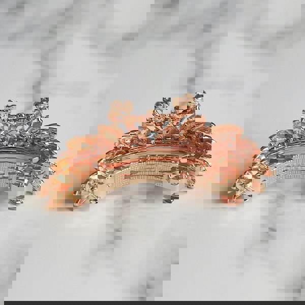 vintage hair clip pink peacock gold barrette