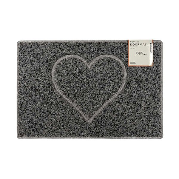 Oseasons Heart Large Embossed Doormat in Grey with Open Back