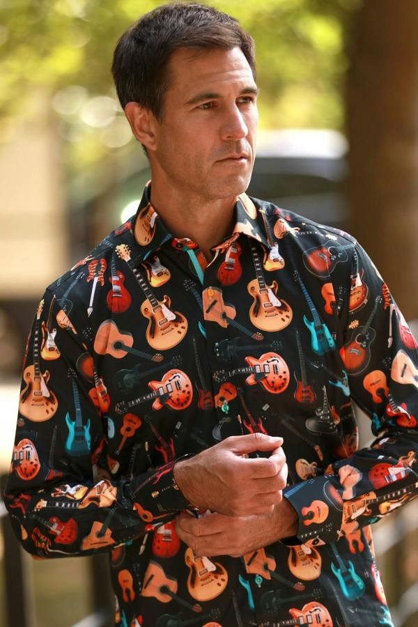 GUITAR PRINT SHIRT – Premium Men's Patterned Shirt by Claudio Lugli | Bold Design, Tailored Fit, Best Printed Shirts