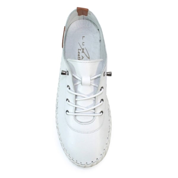 Lunar Women's St Ives Leather Plimsolls - White