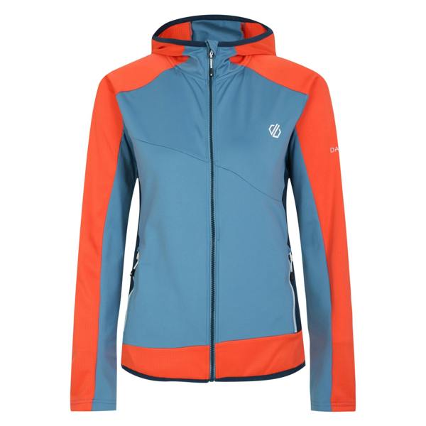Dare 2B Womens/Ladies Traversing Core Stretch Midlayer - Niagara Blue/Satsuma - 