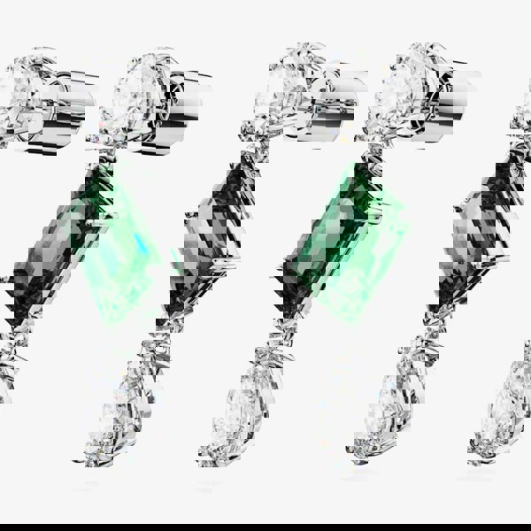 Swarovski Mesmera Green Mixed Cut Rhodium Plated Dropper Earrings 5665878