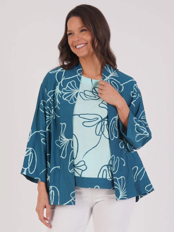 VIZ-A-VIZ Floral Print Lightweight Jacket