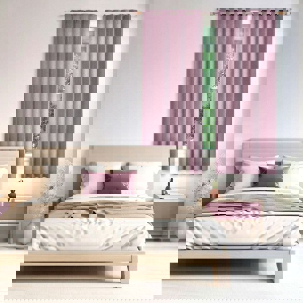 Lavender Lilac Lined Blackout Eyelet Curtain Pair - 46 x 63 Inch Drop Image 6