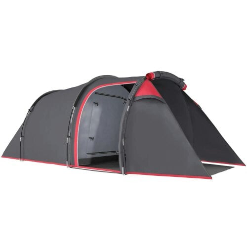 Bobobiy 2-3 Person Tunnel Tent with Sewn-in Groundsheet, 2000mm Water Column, Camping Tent with 1 Bedroom, Living Area for Camping, Grey