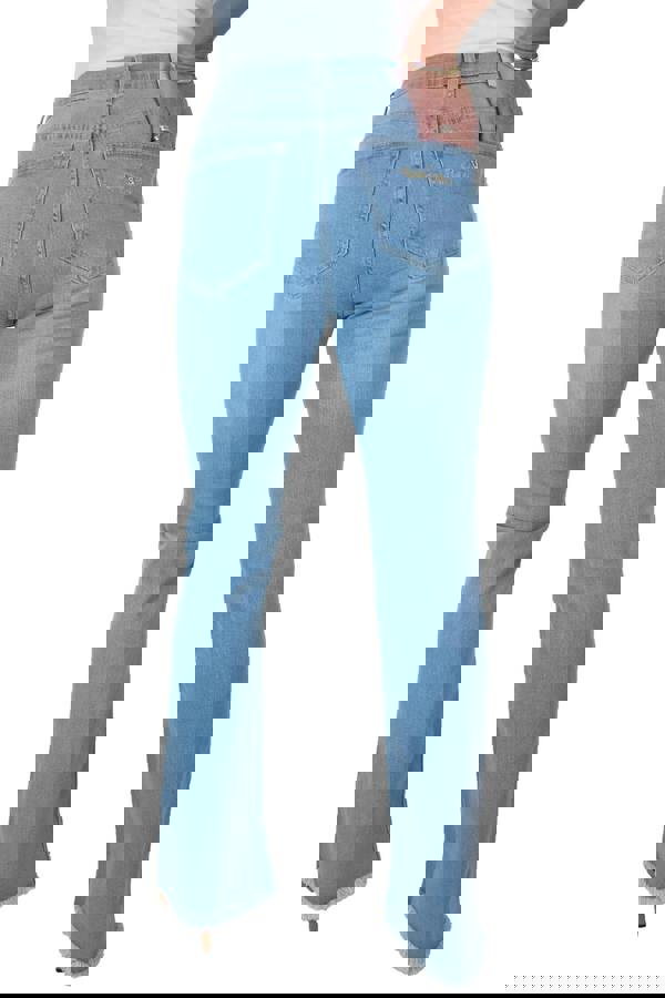 Paulo Due Womens Raw Hem Flared Denim Jeans