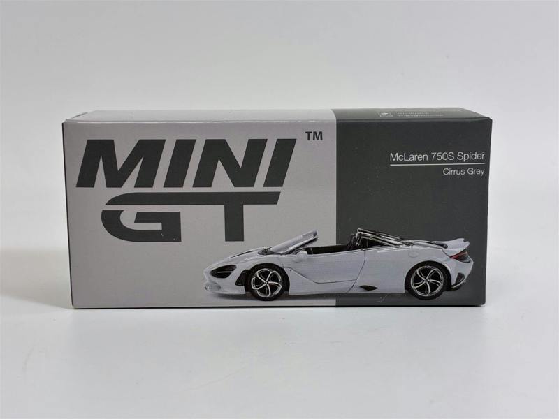 MCSlots McLaren 750S Spider Cirrus Grey RHD 1:64 Scale Mini GT MGT00973R