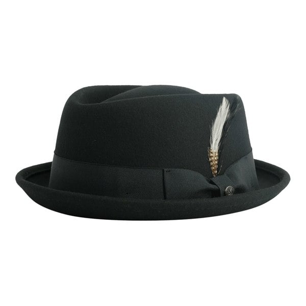 Gamble & Gunn 'New Orleans II' Black Wool Diamond Top Pork Pie Hat