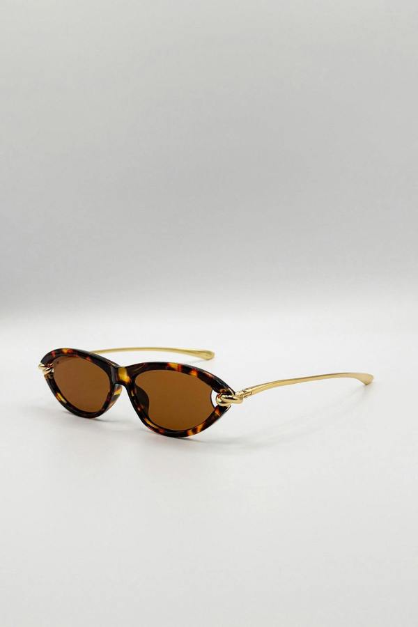 Bold Oval Angular Sunglasses in Tortoiseshell - svnx