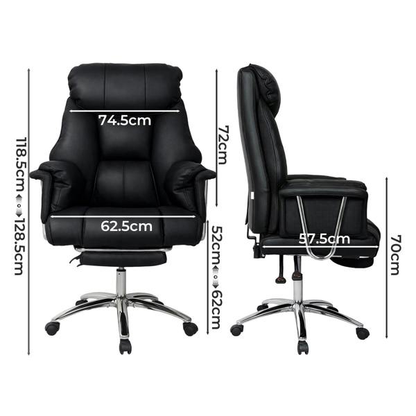 Levede Executive Office Chair Heavy Duty Wide Spring Cushion Recliner Footrest 150kg
