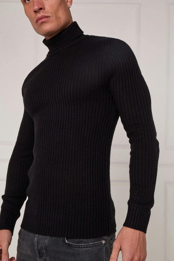 Men’s Ribbed Turtleneck Jumper - Black