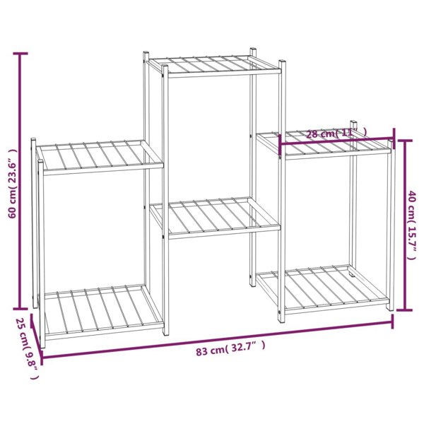 Berkfield Flower Stand 83x25x60 cm Black Iron