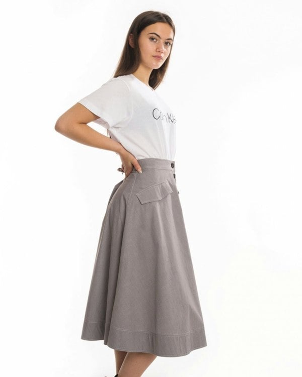 Calvin Klein Mini Gingham Button Womens Skirt