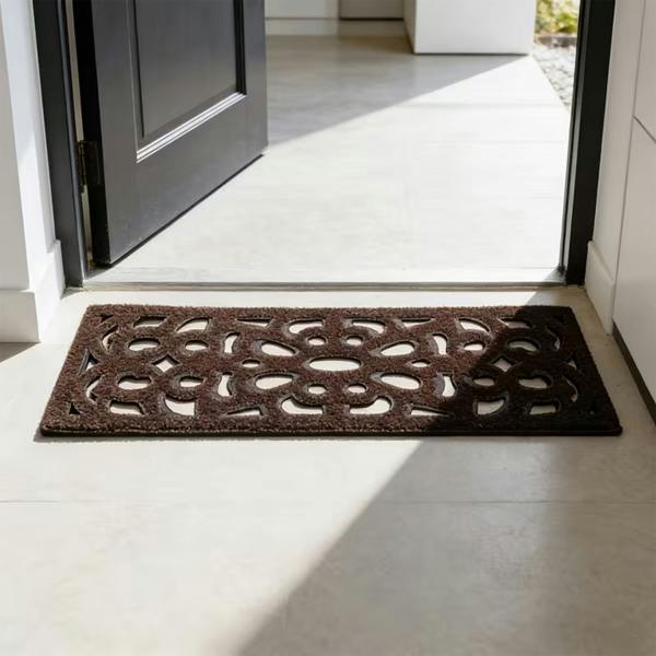 Nicoman Victorian Style Eco-Friendly Rubber Step Mat - Brown - Indoor/Outdoor
