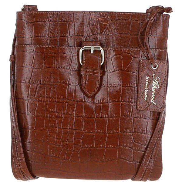 Womens Small Zip Top Leather Cross Body Bag: TAB