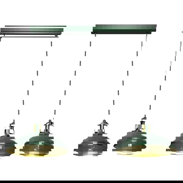 Milagro Felix Green Double Pendant Lamp 2XE27 The Hand Made High Quality Fittings 29CM Shades Rugged Industrial Look