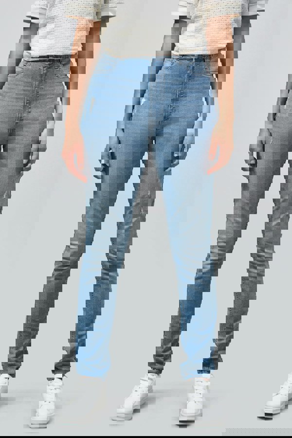 ENORSIA High Waist Regular Length Distressed Jeans