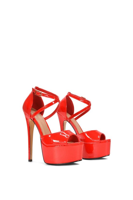 XY LONDON Strappy High Platform Heels With Peep Toe