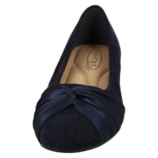 Spot On Ladies Spot On Block Heel Wide Fit Formal Satin Bow Court Shoes  F90150