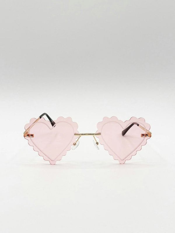 SVNX Scallop Heart Sunglasses in Pink