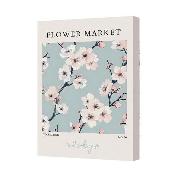 Benjamin Tate Design Flower Market Tokyo Canvas Art Print Cherry Blossom On Deep Frame