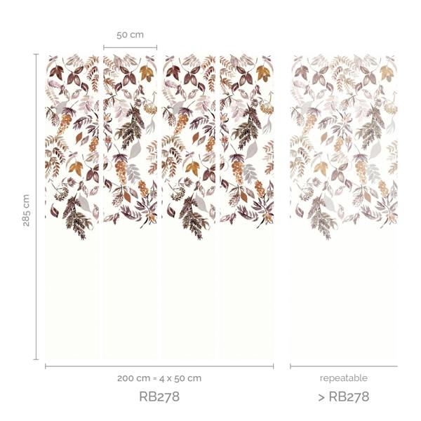 Roomblush Foliage Garland Eco 4 Lane Repeatable Wallpaper Mural 200 x 285cm, Ochre