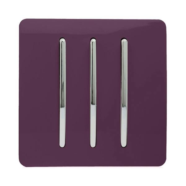 Trendi Switch 3 Gang 1 or 2 way Rocker Light Switch in Plum Purple