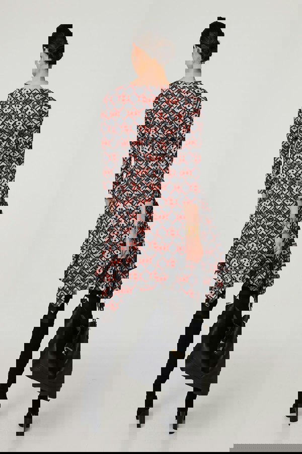 Orange | Geo Print Hanky Hem Jumper Dress