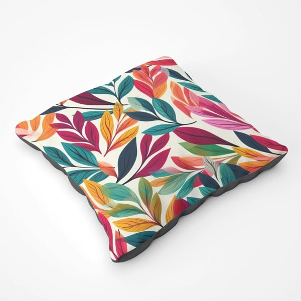 Warren Reed Bright Leaves Pattern Floor Cushion