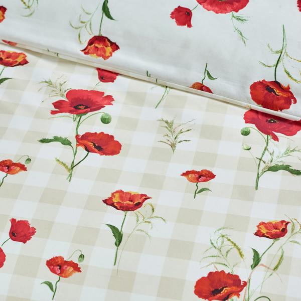 Catherine Lansfield Poppy Floral Reversible Duvet Cover Set Red