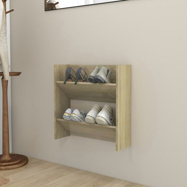 Berkfield Wall Shoe Cabinet Sonoma Oak 60x18x60 cm Engineered Wood
