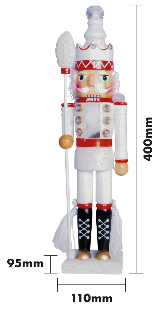 St Helens 40Cm Glitter Nutcracker Soldier - White