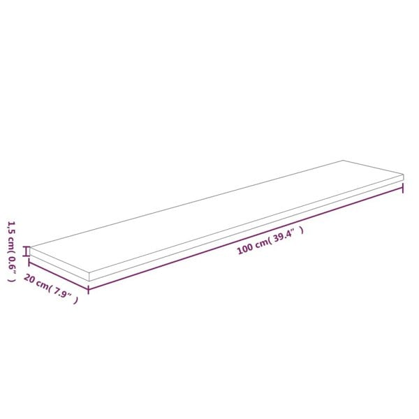 Berkfield Shelf Board 100x20x1.5 cm Untreated Solid Wood Oak