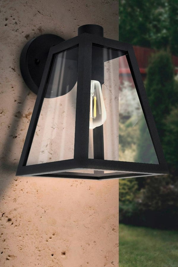 EGLO Mirandola 1-Light Caged Exterior Wall Light With Glass Panels
