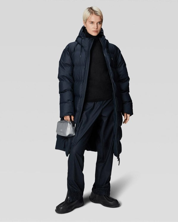 Rains Alta Long Unisex Puffer Jacket - 47 Navy