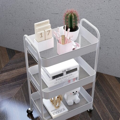 Wyld Haus Suka Metal White 3 Tier Steel Storage Trolley