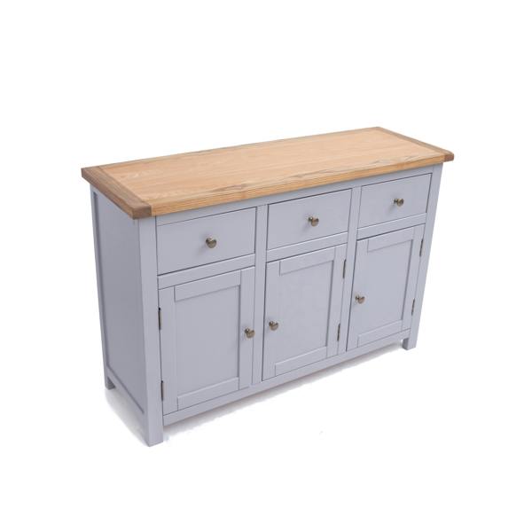 Cabinet Bits Mirano Grey 3 Drawer 3 Door Sideboard Brass Knob