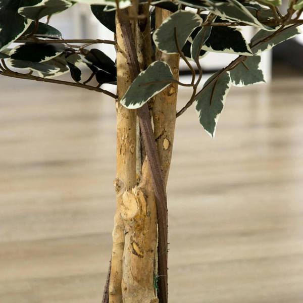Artificial ficus tree trunk with speckled bark and attached stems