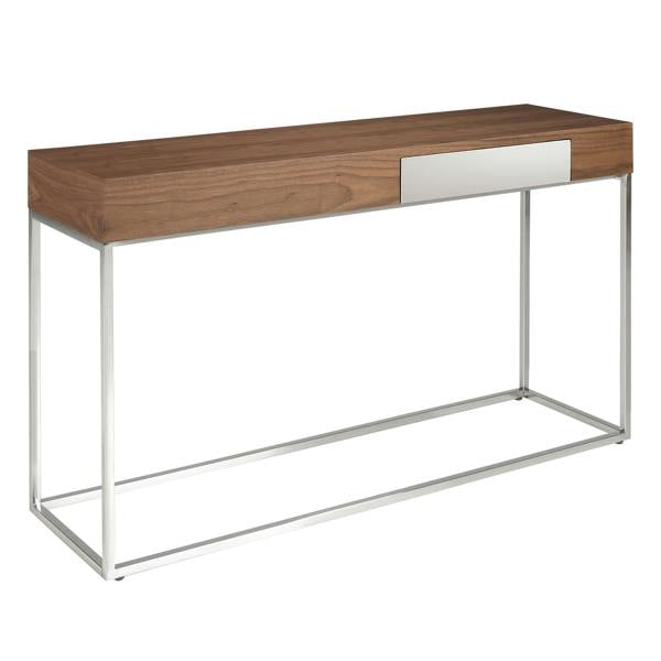 Angel Cerdá Rectangular Walnut and Chromed Steel Console Table 3111
