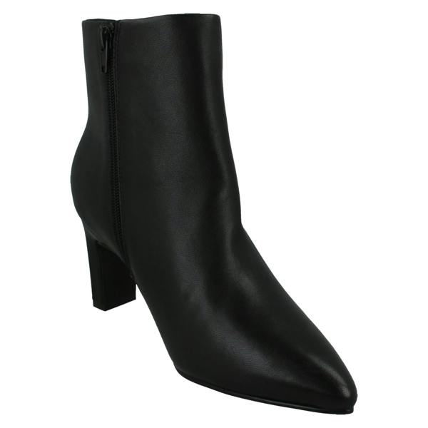 Spot On Ladies Spot On High Heel Leather Ankle Boots with Pointed Toe Inside Zip F51213