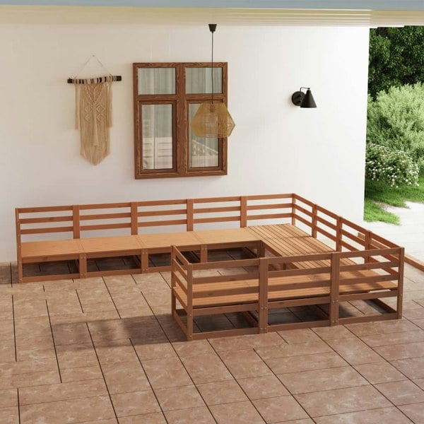 Berkfield 10 Piece Garden Lounge Set Solid Pinewood