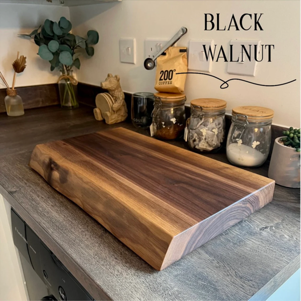 Giraffes & Craftz Live Edge Black Walnut Chopping Board James Martin Style Cutting Block
