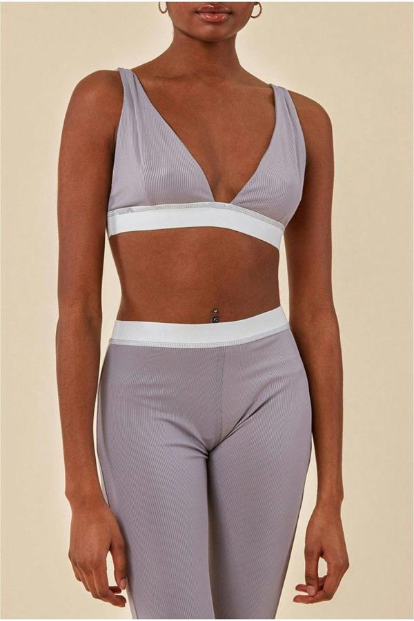 Bralette & Legging Workout Lounge Set - Light Grey TS3