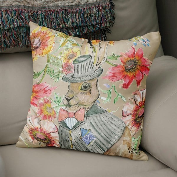 Claire Louise Cottage Floral Hare 45cm x 45cm Double Sided Cushion