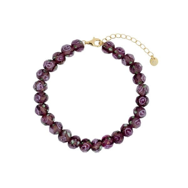 Gold Trip Autumn Rose Glass Beaded Bracelet