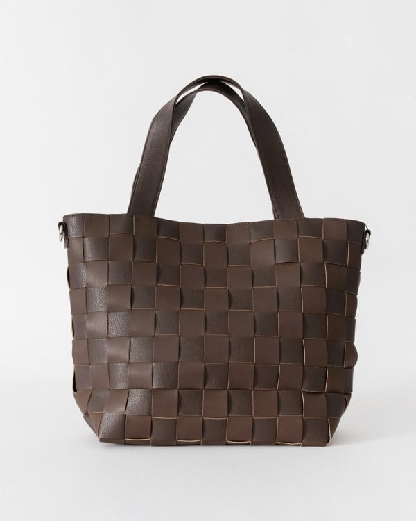 CHIP11 Braided Cross-Body Shopper in Chocolate Brown 229